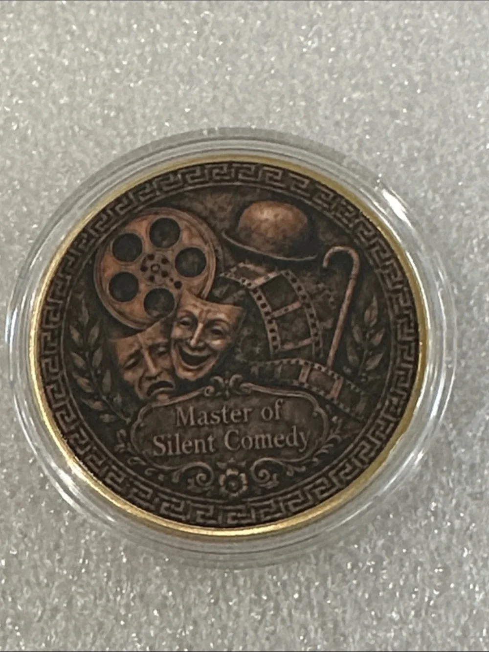 Charlie Chaplin Commemorative Round Coin - Bronze Tone